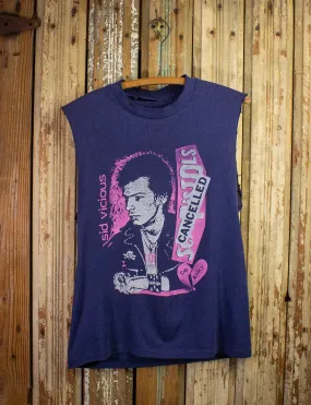 Vintage Sid Vicious Cut Off Tribute T Shirt 80s Navy Blue Small