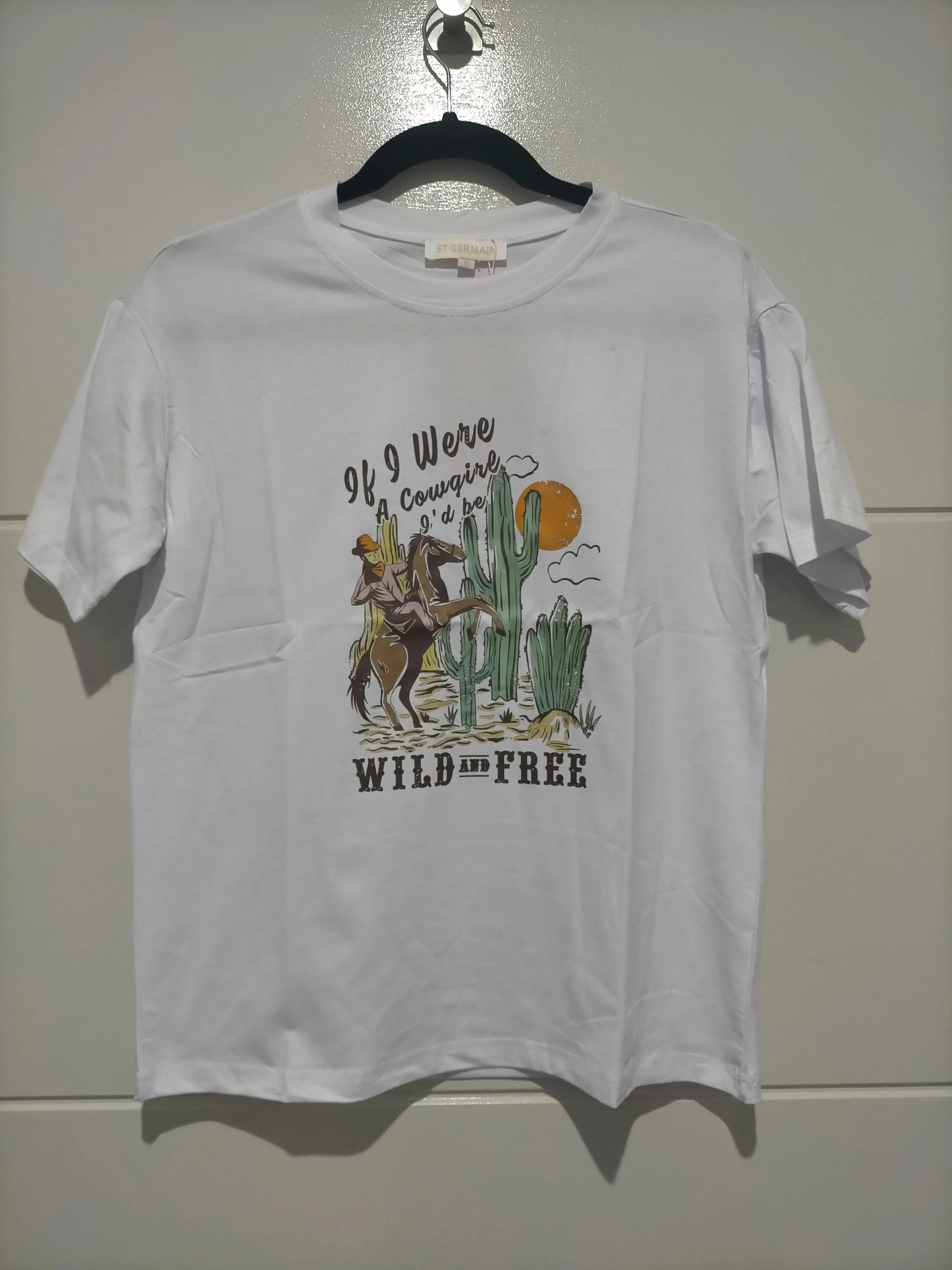 Wild and Free White Band Tee