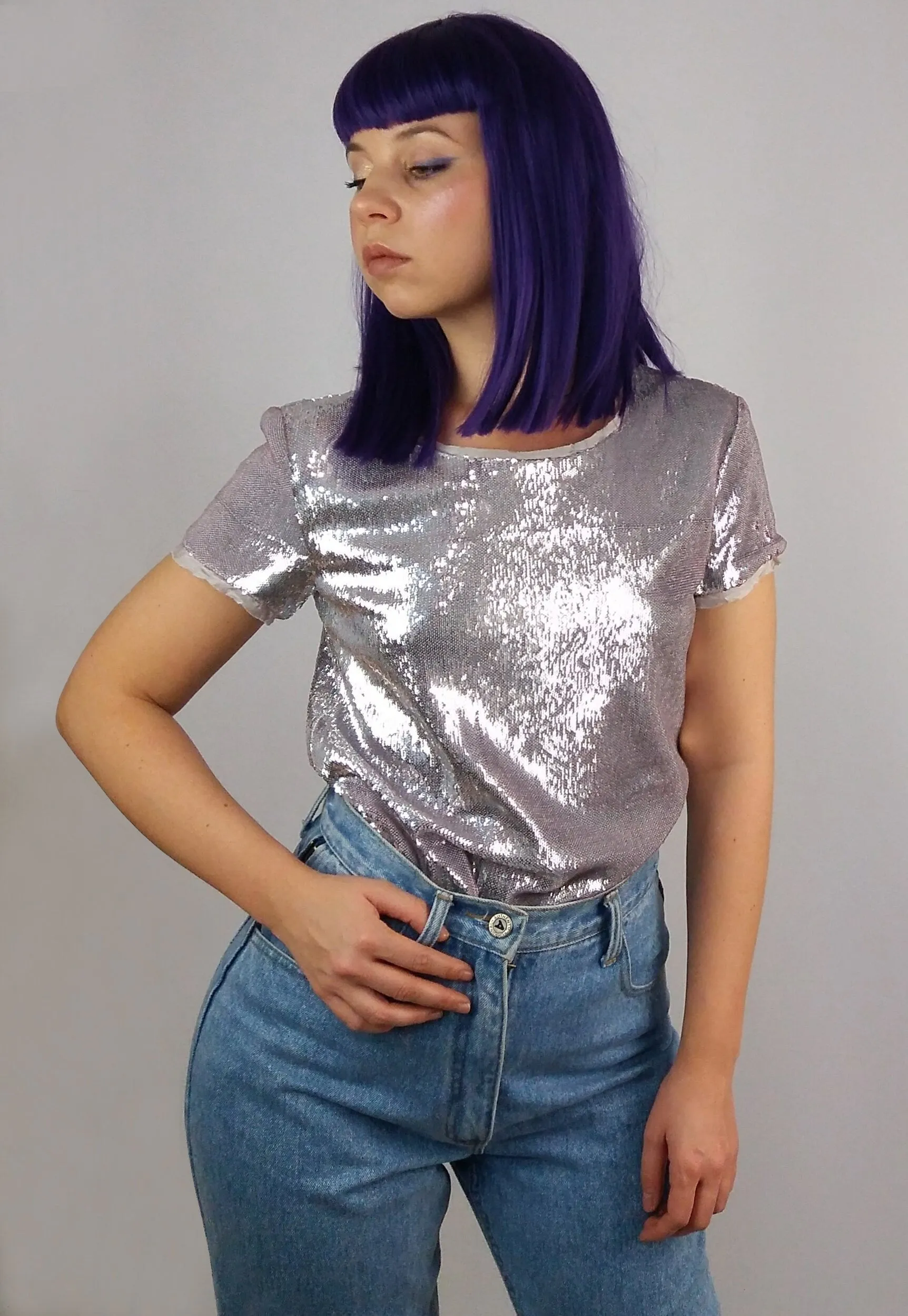 Y2K Rose Gold Sequins Top